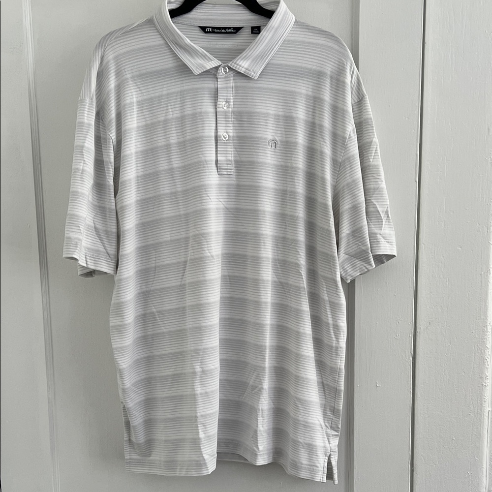 Travis Mathew Light Gray Striped Polo